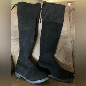 Faux black over the knee suede boots Brand new